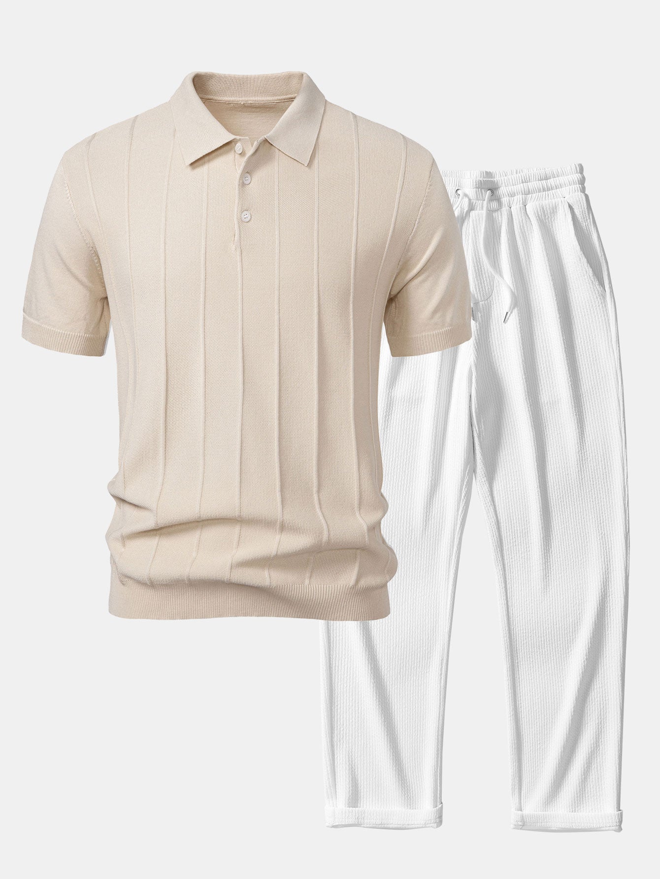 ENZO | Conjunto Polo Jacquard y Pantalón Recto