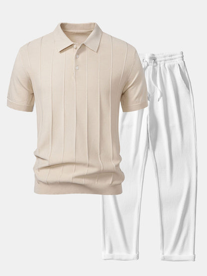 ENZO | Conjunto Polo Jacquard y Pantalón Recto