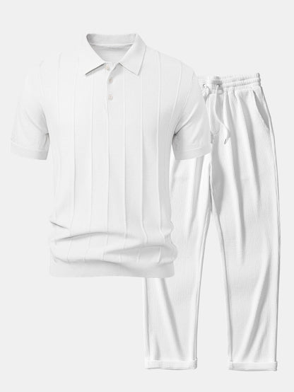 ENZO | Conjunto Polo Jacquard y Pantalón Recto