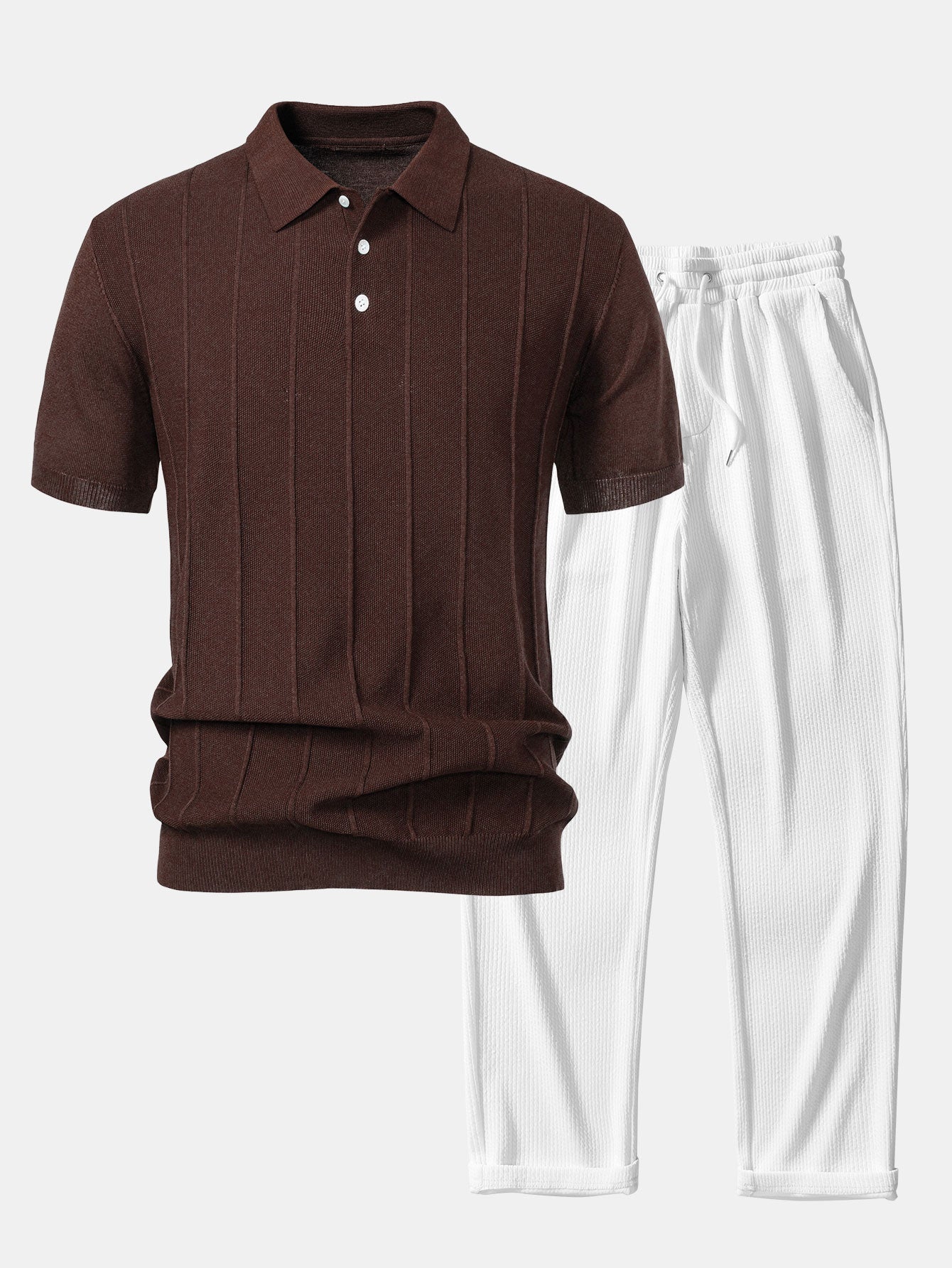 ENZO | Conjunto Polo Jacquard y Pantalón Recto