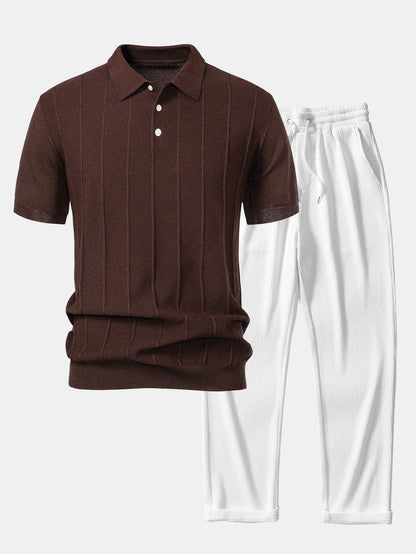 ENZO | Conjunto Polo Jacquard y Pantalón Recto