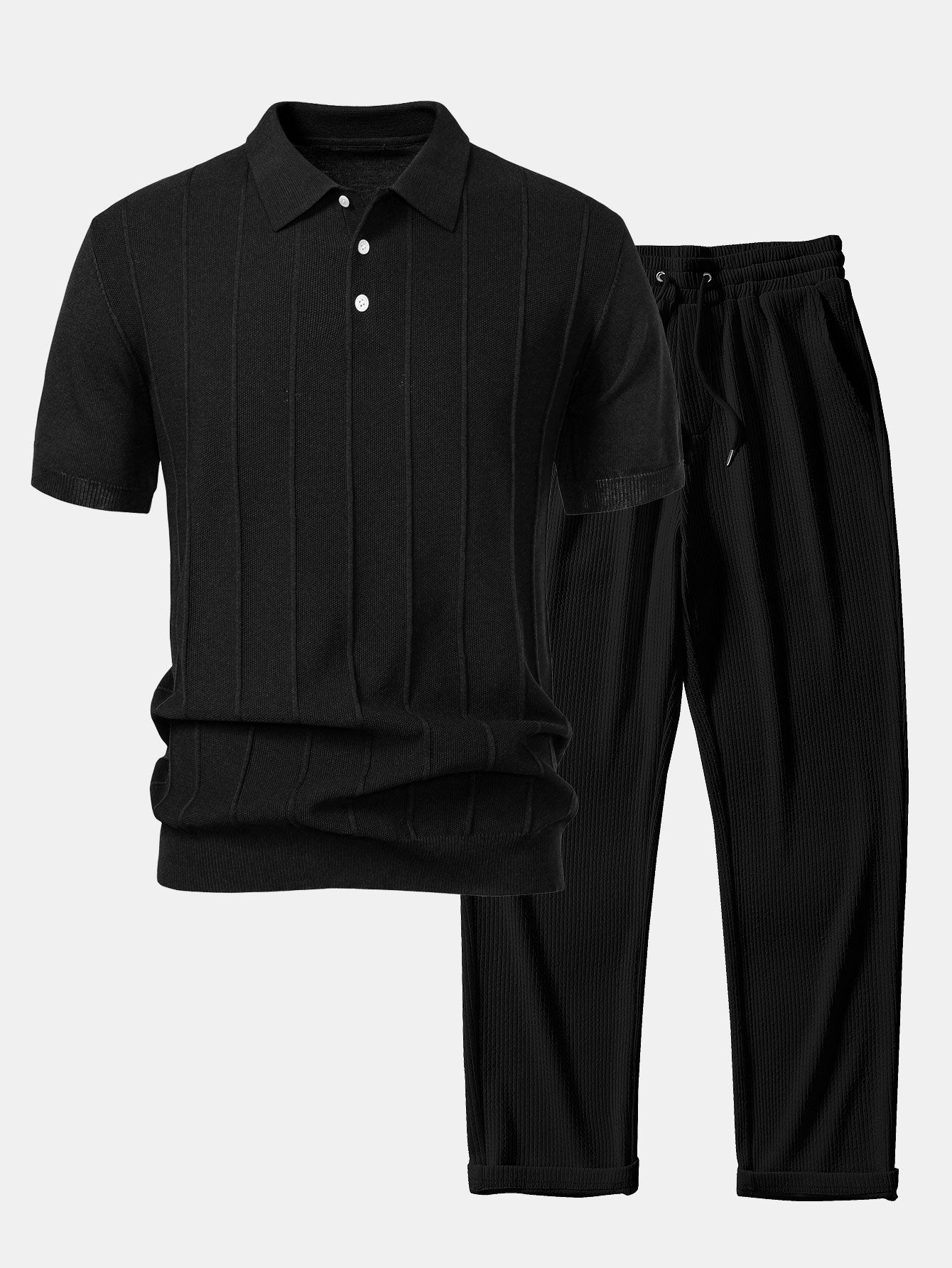 ENZO | Conjunto Polo Jacquard y Pantalón Recto