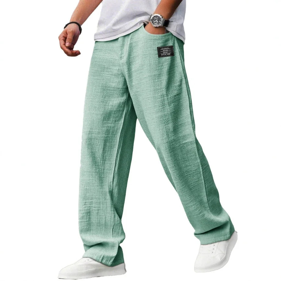KAEL | Pantalon vintage holgados, rectos y  transpirables de Algodón y Lino