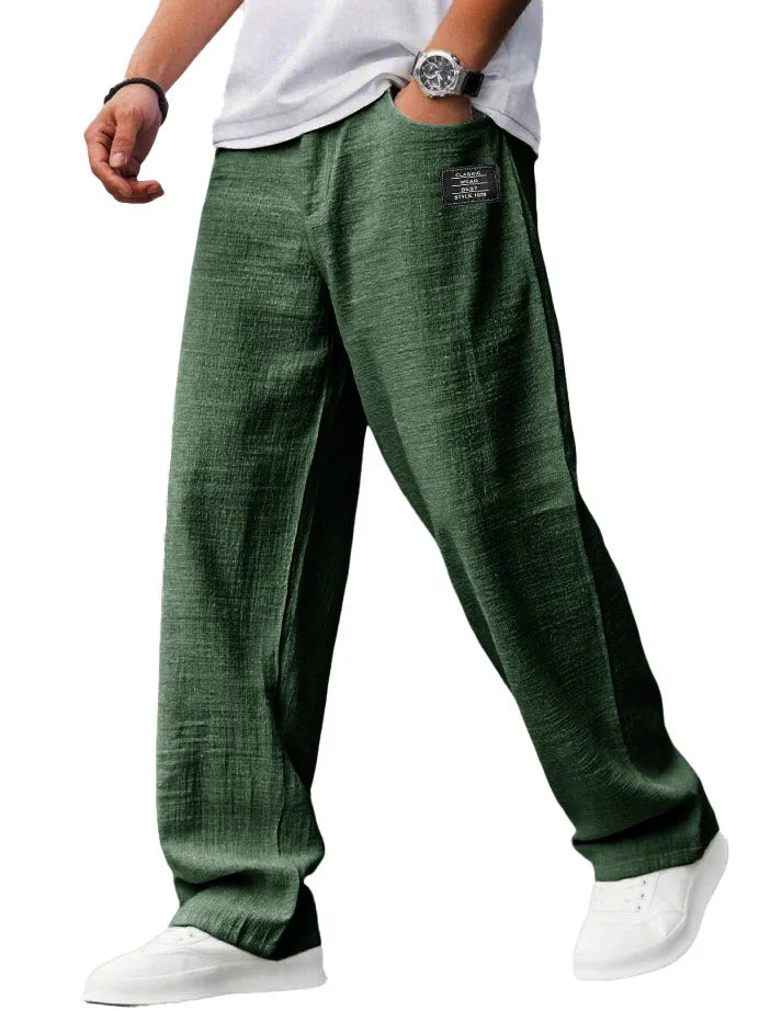 KAEL | Pantalon vintage holgados, rectos y  transpirables de Algodón y Lino