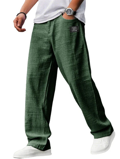 KAEL | Pantalon vintage holgados, rectos y  transpirables de Algodón y Lino