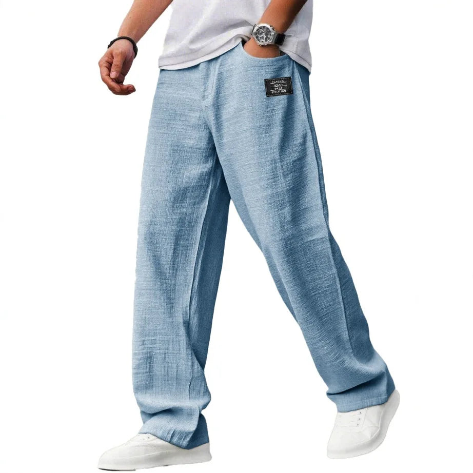 KAEL | Pantalon vintage holgados, rectos y  transpirables de Algodón y Lino