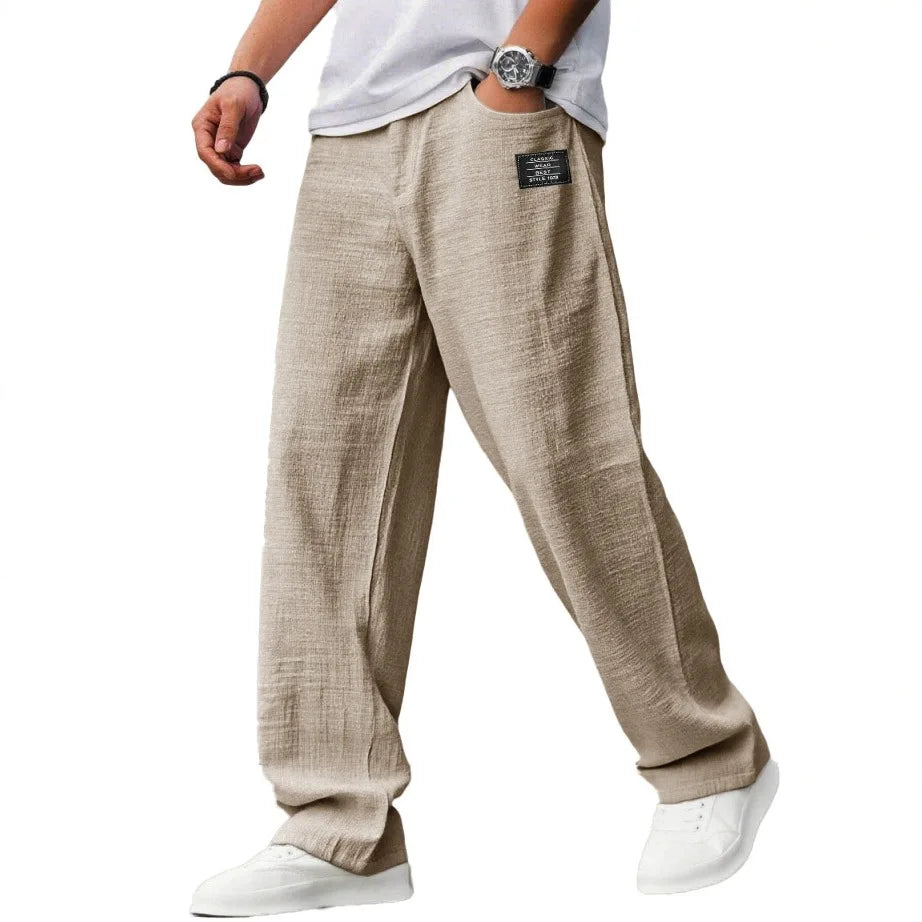 KAEL | Pantalon vintage holgados, rectos y  transpirables de Algodón y Lino