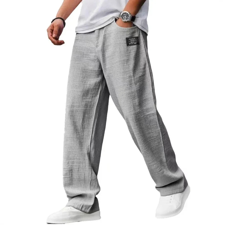 KAEL | Pantalon vintage holgados, rectos y  transpirables de Algodón y Lino