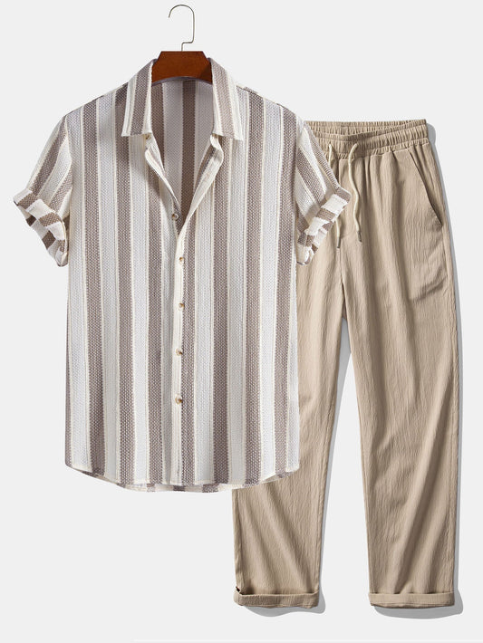 HUGO | Conjunto Camisa Texturizada y Pantalón Recto