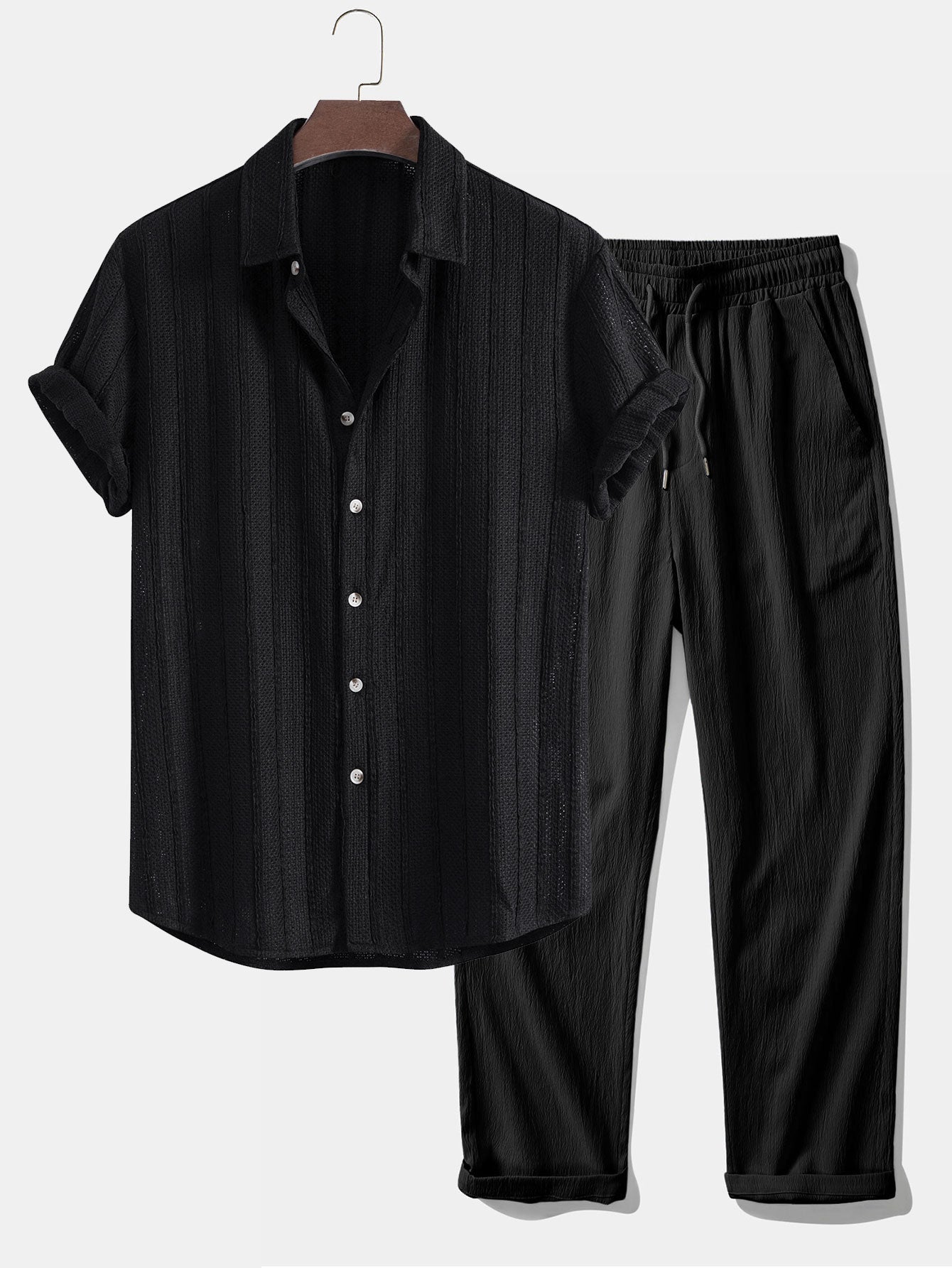 HUGO | Conjunto Camisa Texturizada y Pantalón Recto