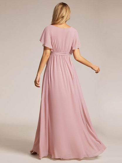 LEORA™ | Vestido de Dama de Honor de Gasa con Escote en V
