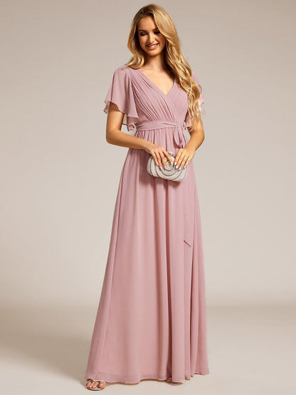 LEORA™ | Vestido de Dama de Honor de Gasa con Escote en V