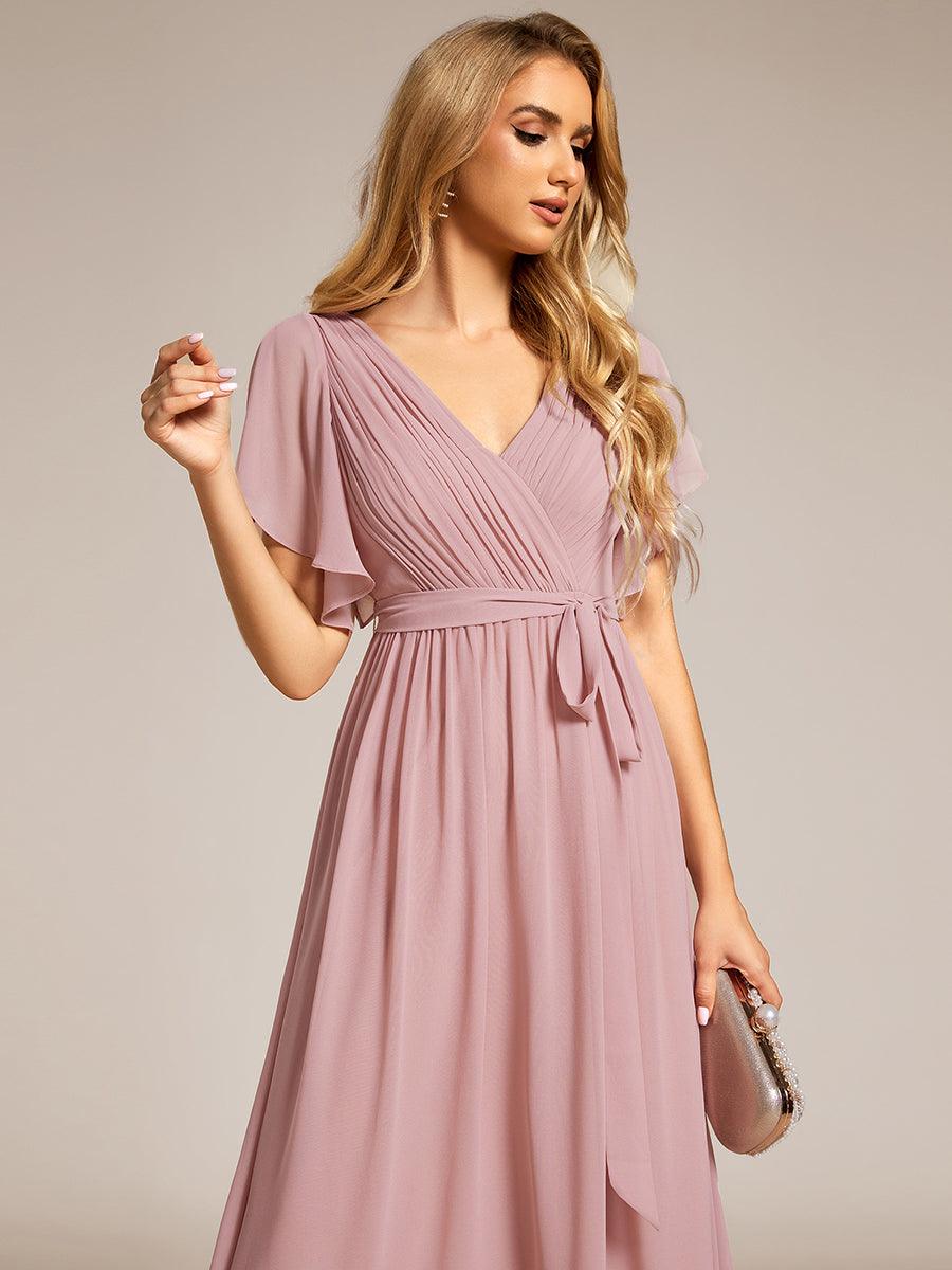 LEORA™ | Vestido de Dama de Honor de Gasa con Escote en V