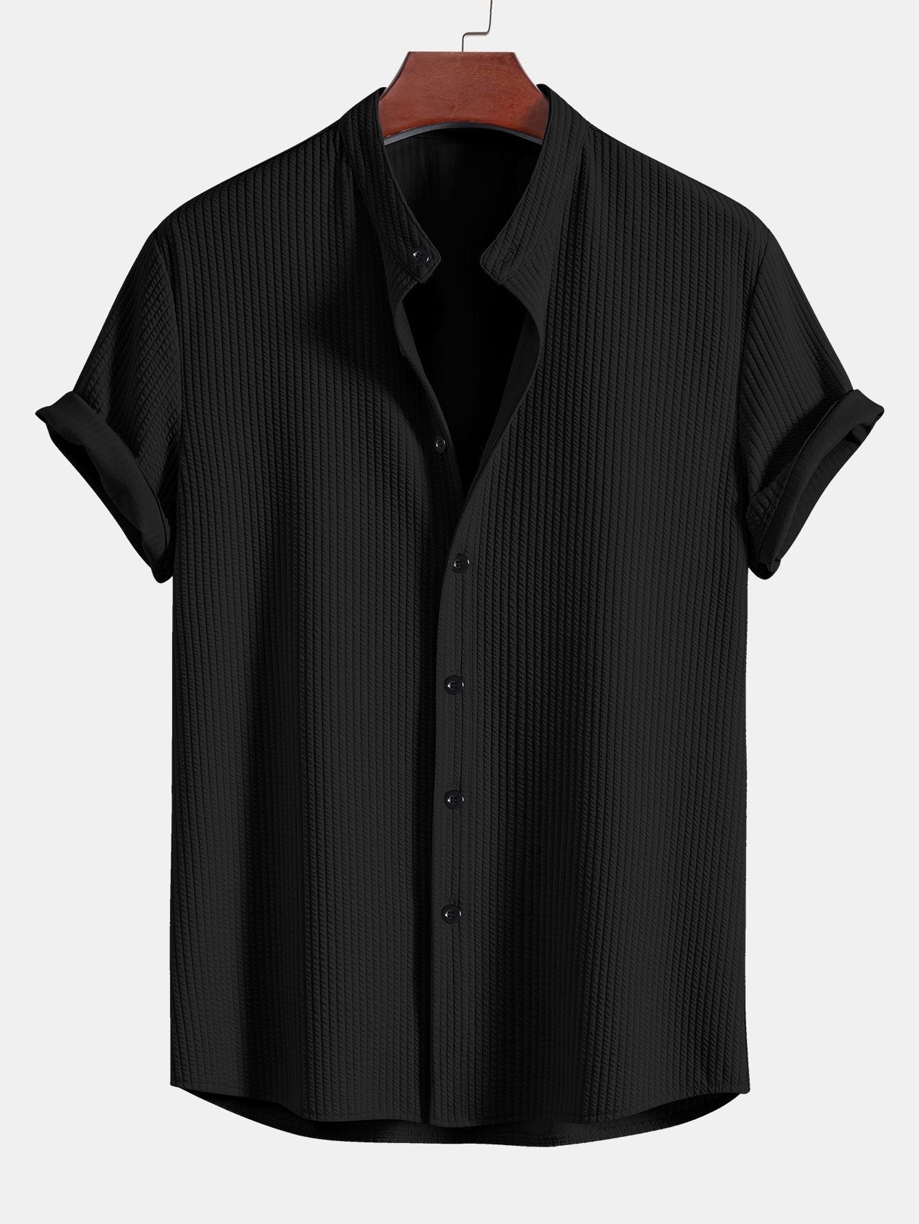 VALERIO | Camisa de cuello alto acanalada de corte ajustado.
