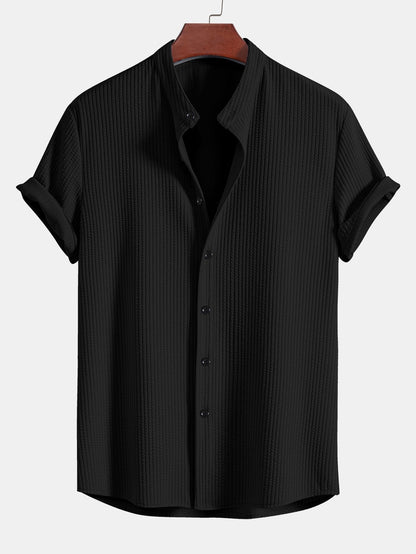 VALERIO | Camisa de cuello alto acanalada de corte ajustado.