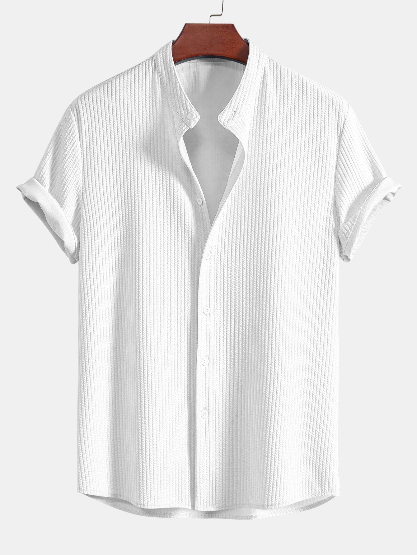 VALERIO | Camisa de cuello alto acanalada de corte ajustado.