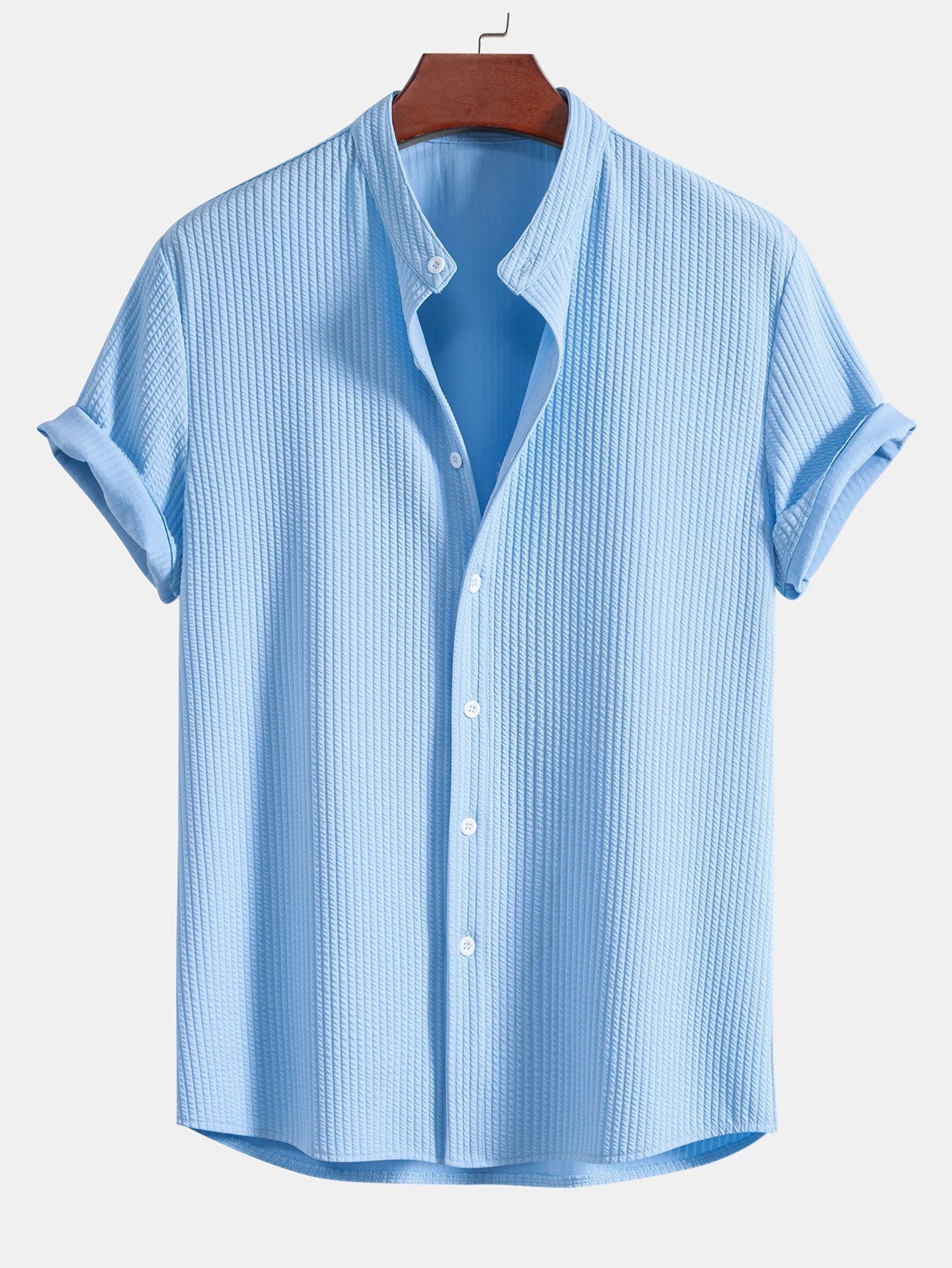 VALERIO | Camisa de cuello alto acanalada de corte ajustado.